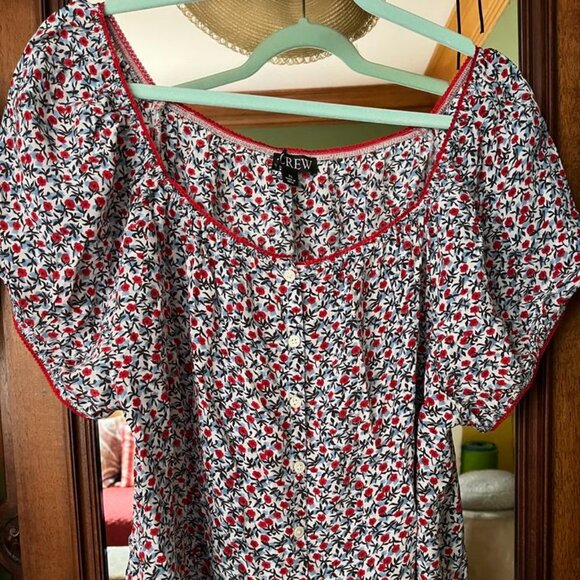 J CREW Cap-sleeve top in poppy crepe de chine SIZE XL NWOT - Picture 6 of 6